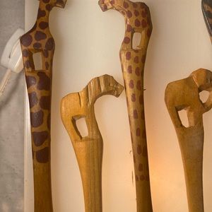 Wood spoons, safari themed, carved wood
